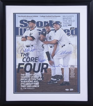 New York Yankees Core Four Multi Signed Oversized Sports Illustrated Cover In  23x27 Framed Display (MLB Authenticated & Steiner)